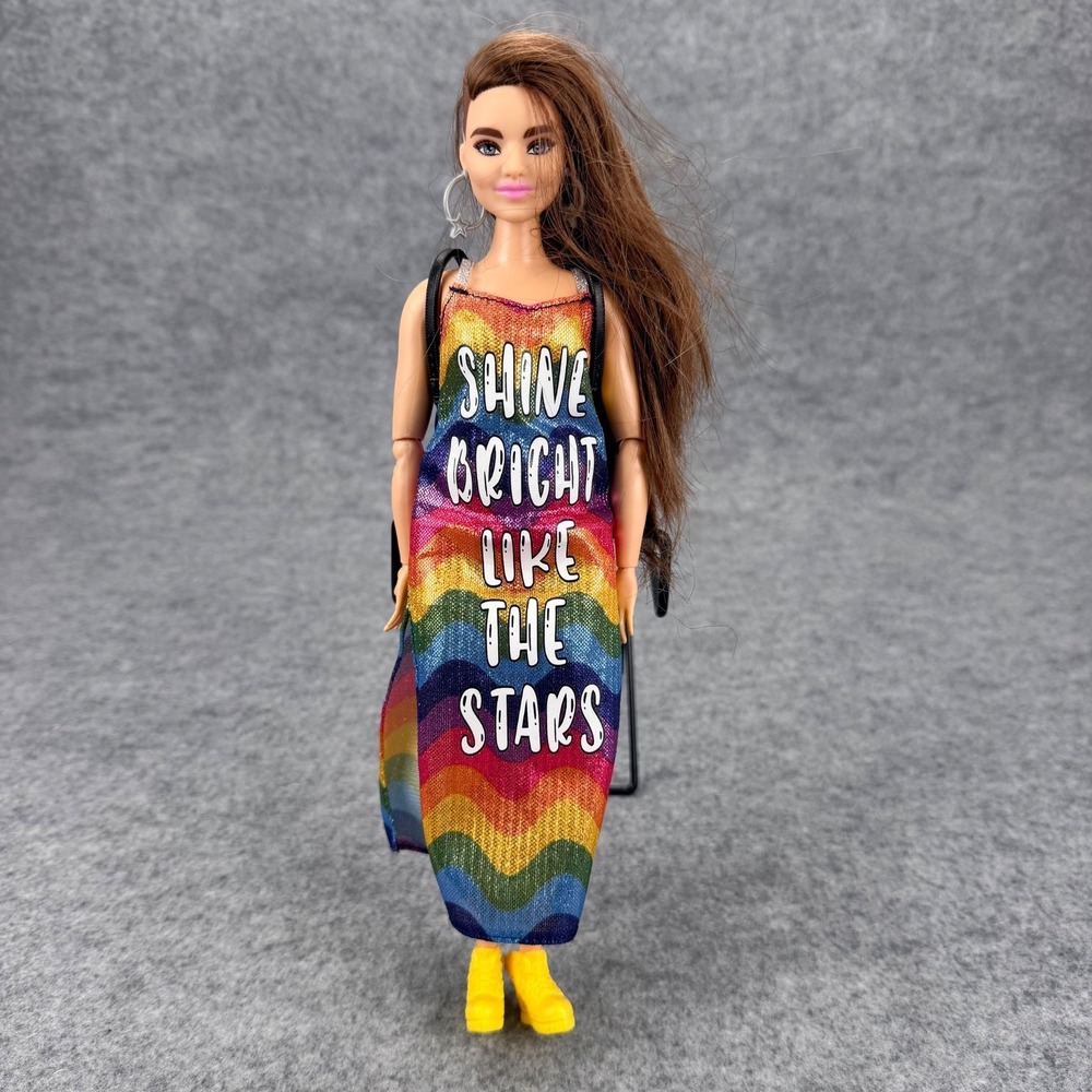 2018 Barbie Fashionistas Doll Rainbow Dress Shine Bright Like the Stars Backpack